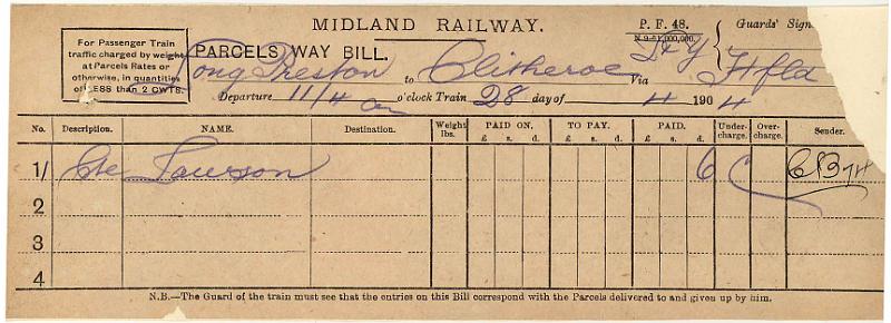 Item 28-04-04 to Clitheroe - Lawson.jpg - Way Bill: Item 28-04-04 to Clitheroe - Lawson